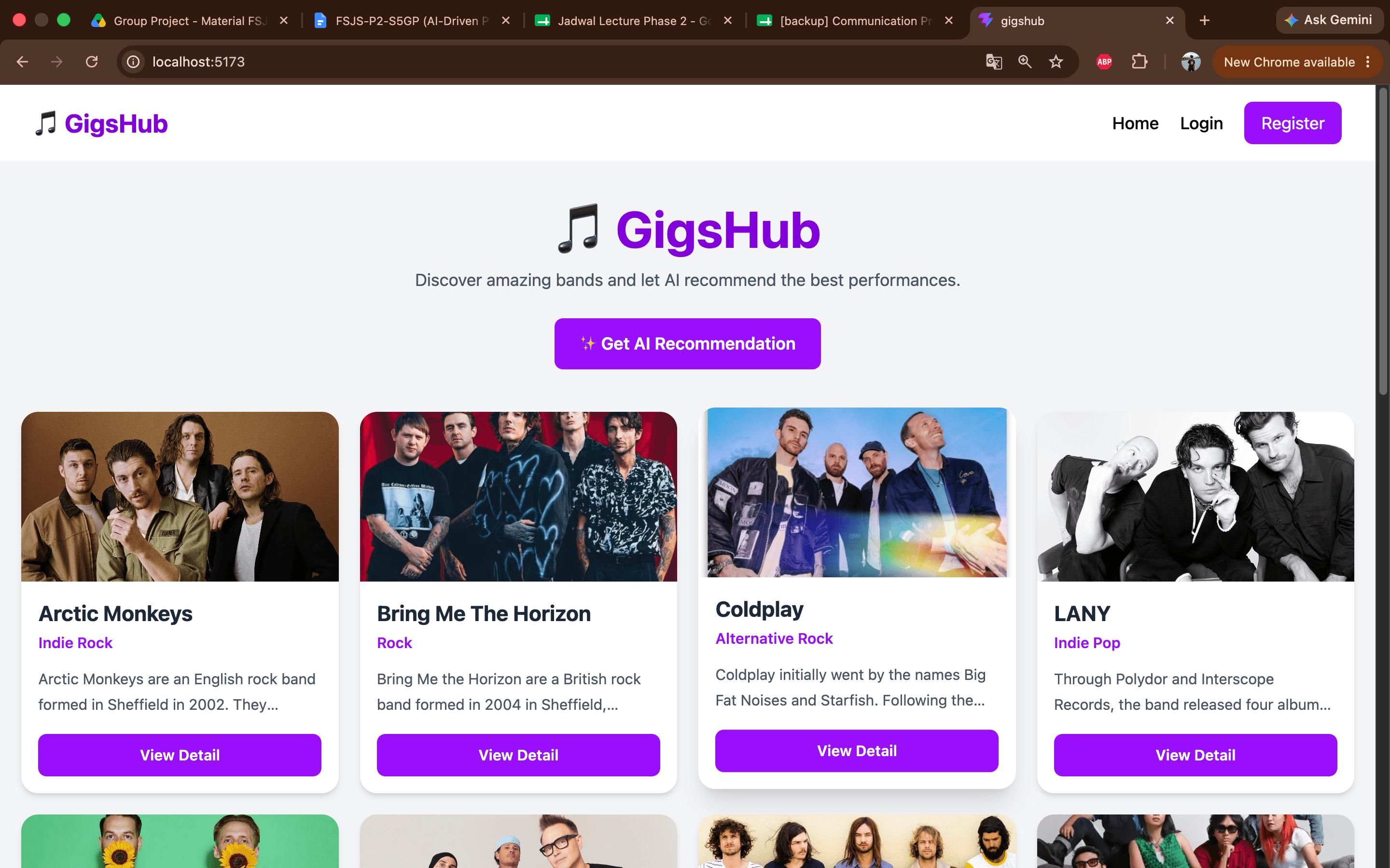 GigsHub — Festival Ticketing Web Application project screenshot